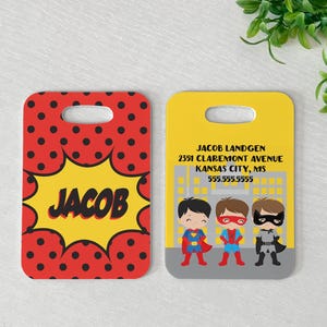 Luggage Tag | Personalized Bag/Luggage Tag | Kids Backpack Tag | Diaper Bag Tag | Custom Bag Tag | Travel Accessory | Superhero Theme