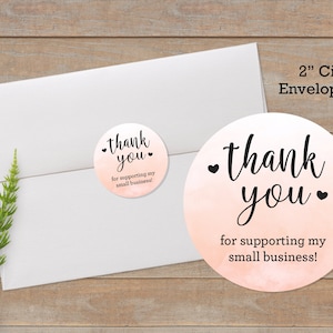 Thank You Sticker, Packaging Sticker, Small Business Label, Envelope Seal, Packaging Seal, Seller Thank You, Ombre Watercolor Thank You