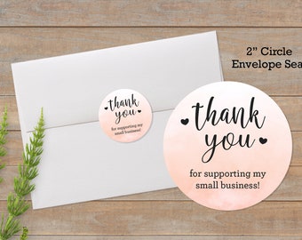 Thank You Sticker, Packaging Sticker, Small Business Label, Envelope Seal, Packaging Seal, Seller Thank You, Ombre Watercolor Thank You