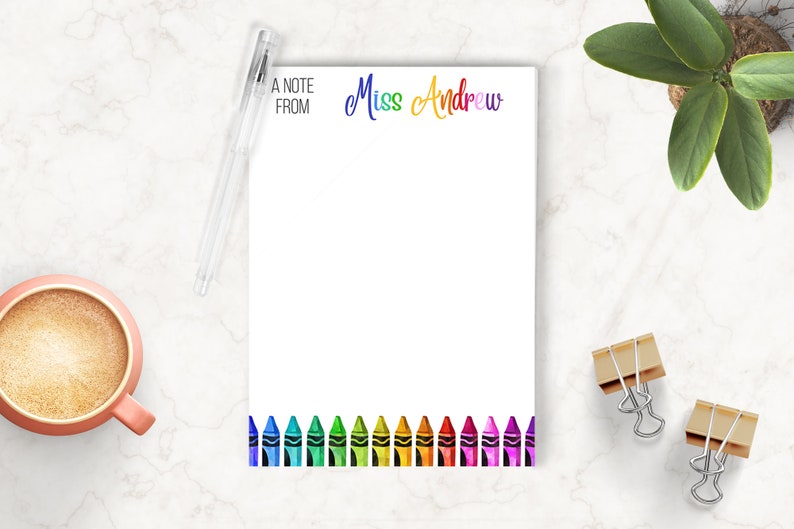 Teacher Personalized Notepad, Custom Teacher Notepad, Teacher Appreciation, Writing Pad, Gift for Teacher, Teacher Gift, Crayon Teacher 