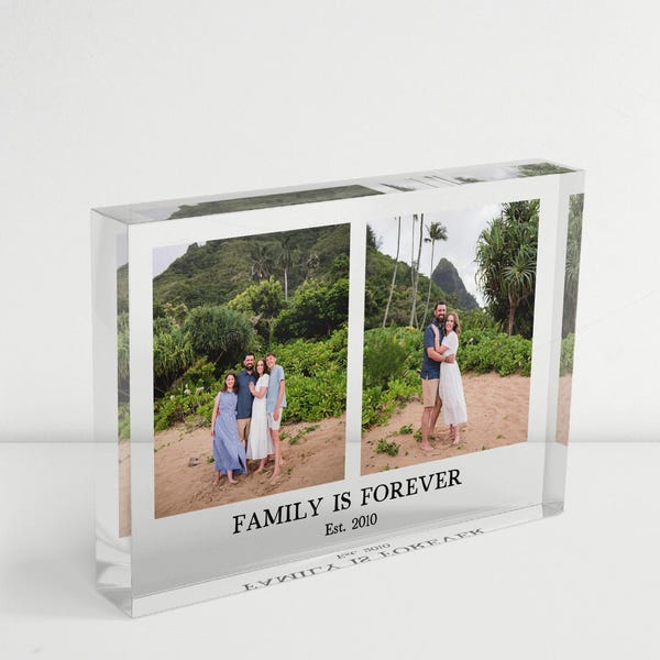 Custom Acrylic Clear Photo Block, Personalized Picture Frame, Family Photo Gift, Personalized Photo Present, Picture Gifts, Two Photo Text