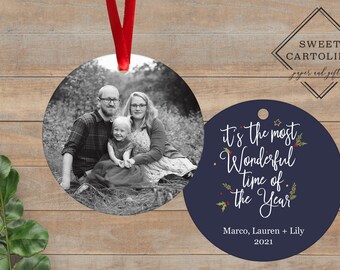 Photo Ornament - Personalized Photo Ornament - Custom Ornament - Christmas Ornament - Holiday Gift - Most Wonderful Time