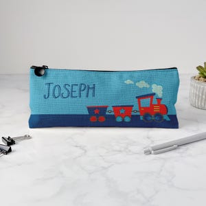 Personalized Pencil Case, Kids Pencil Pouch for School, Back to School Supplies, Kids Custom School Supplies, Art Supply Bag, Kids Train