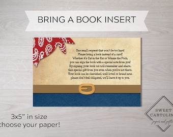 Book Insert | Baby Shower Book Raffle | Bring a Book Card | Books for Baby | Book Request | Book Raffle | Western Cowboy | Wild West