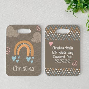 Luggage Tag | Personalized Bag/Luggage Tag | Kids Back Pack| School Bag | Diaper Bag Tag | Custom Rainbow Bag Tag | Boho Rainbow
