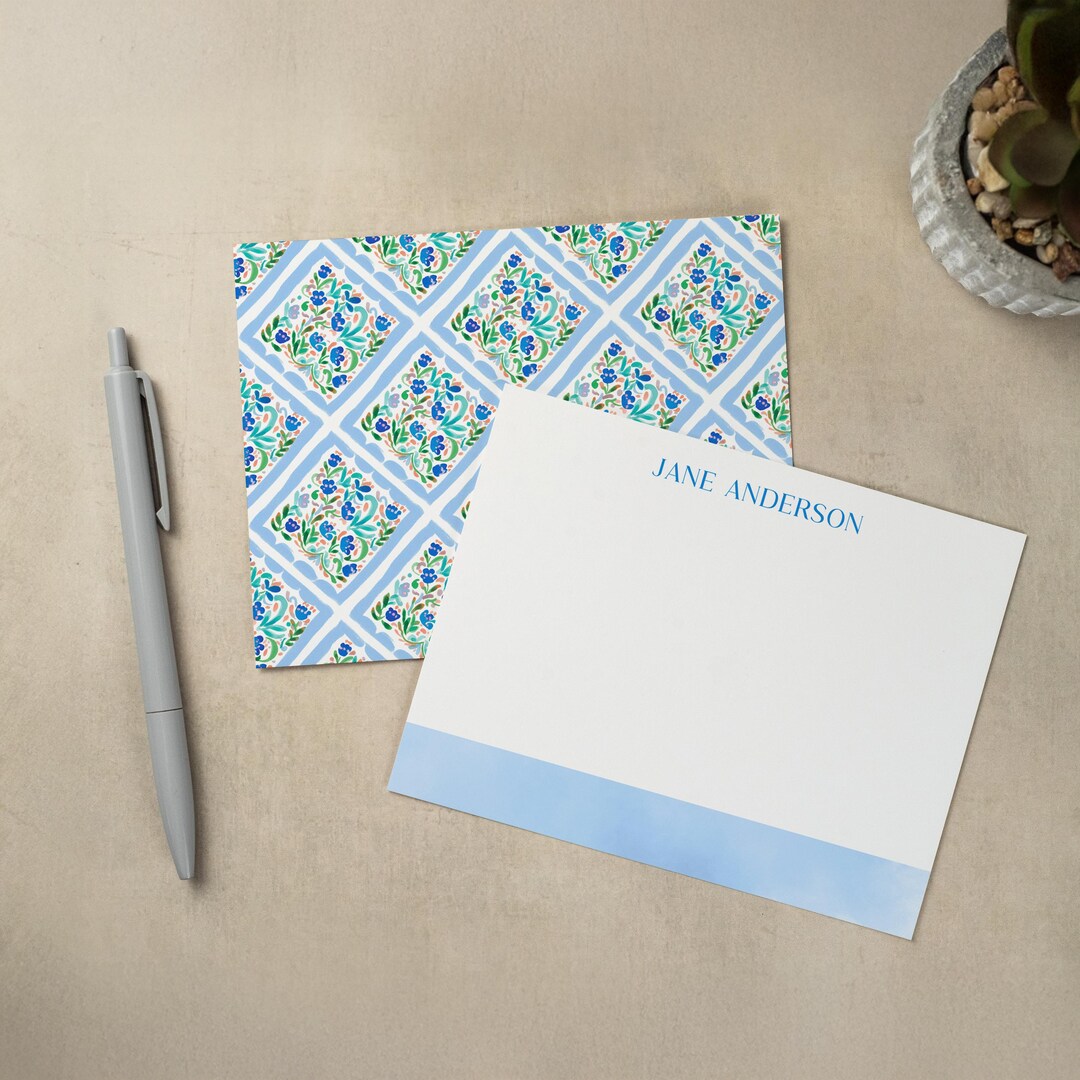 Personalized Stationery Set | Flat Notecard Set | Die-cut Notecards ...