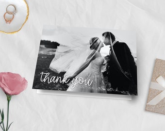 Wedding Thank You Cards, Thank You Note, Wedding Gift Thank You, Folded Thank You Card, Newlywed Thank You, Cute Script