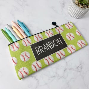 Personalized Pencil Case, Kids Pencil Pouch for School, Back to School Supplies, Kids Custom School Supplies, Art Supply Bag, Baseball