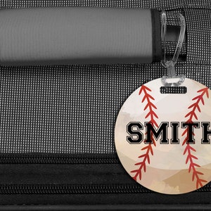 Baseball Luggage Tag Personalized Bag/Luggage Tag Kids Backpack Tag Sports Bag Tag Sports Team Bag Tags Watercolor Baseball image 2