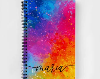 Personalized Spiral Notebook | Personalized Journal | Feminine Stationery | Personalized Rainbow Notebook | Rainbow Splash