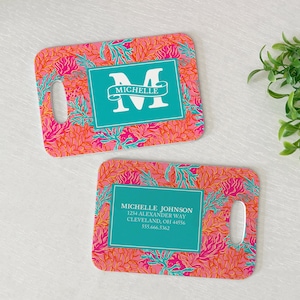 Preppy Floral Luggage Tag | Personalized Luggage Tag | Backpack Tag | Diaper Bag Tag | Custom Bag Tag | Travel Accessory | Vibrant Floral