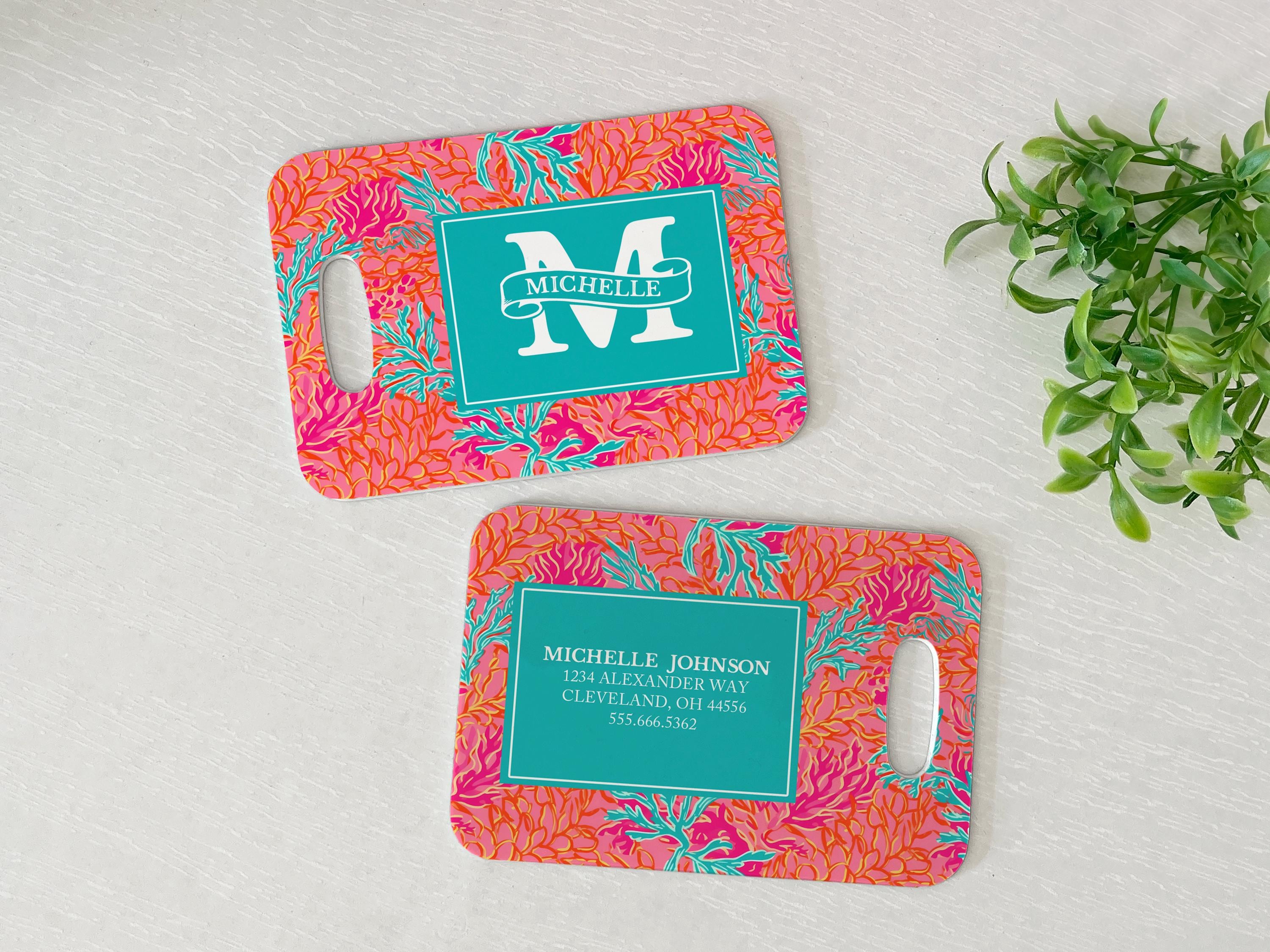 Étiquette à Bagage Lilly Pulitzer - Verte à Motif Floral Tropical - NEUVE