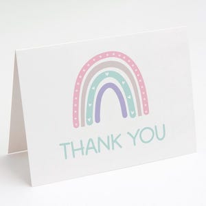 Carte de remerciement, carte de remerciement vierge, carte de correspondance pliée, carte personnalisée, carte de remerciement pliée, bohème arc-en-ciel pastel