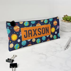 Personalized Pencil Case, Kids Pencil Pouch for School, Back to School Supplies, Kids Custom School Supplies, Art Supply Bag, Space Planets