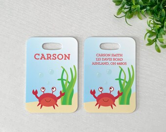 Luggage Tag | Personalized Bag/Luggage Tag | Kids Backpack Tag | Diaper Bag Tag | Custom Bag Tag | Travel Accessory | Under the Sea Crab