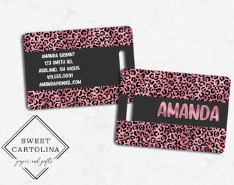 Luggage Tag | Personalized Bag/Luggage Tag | Kids Backpack Tag | Diaper Bag Tag | Custom Bag Tag | Travel Accessory | Pink Leopard Print