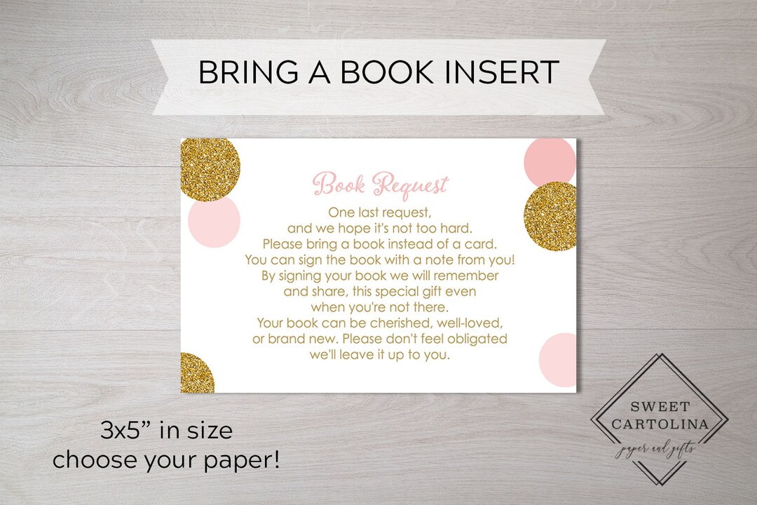 Book Insert Baby Shower Book Raffle Bring a Book Card Books for Baby