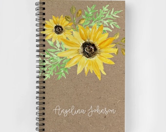 Personalized Spiral Notebook | Personalized Journal | Custom Journal Spiral Notebooks | Personalized Gifts | Sunflower Journal