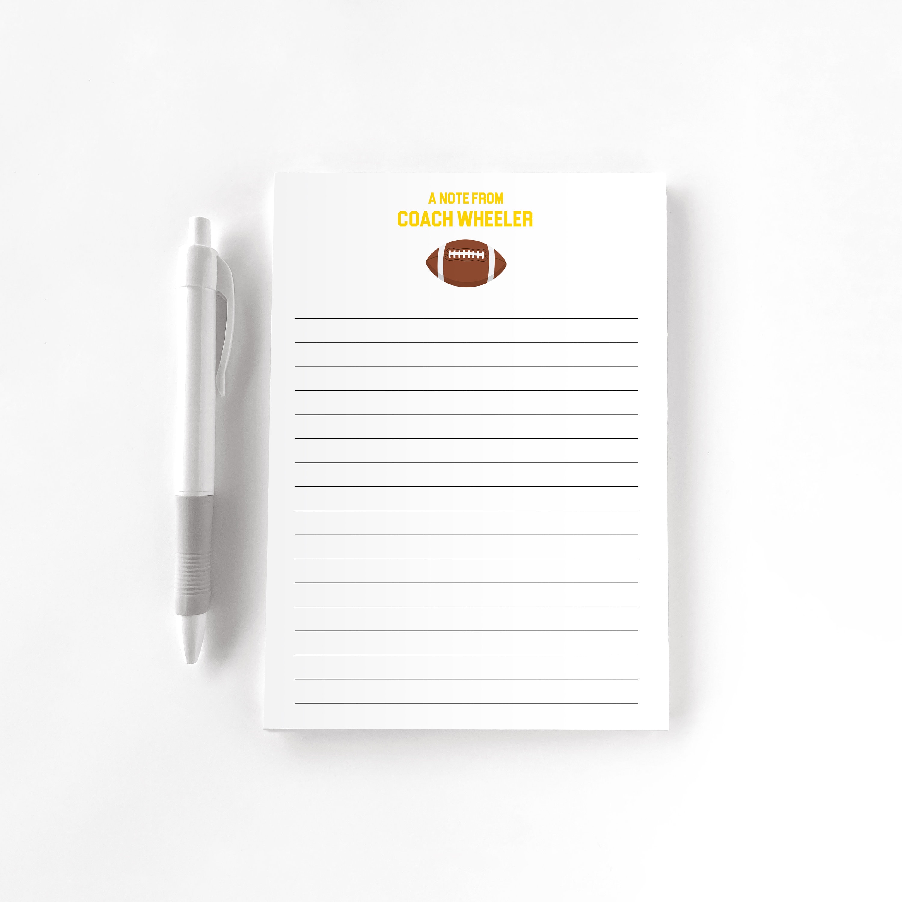 Football Personalized Notepad, Custom Notepad, Personalized Stationery ...