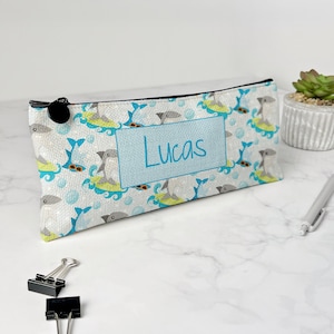Personalized Pencil Case, Kids Pencil Pouch for School, Back to School Supplies, Kids Custom School Supplies, Art Supply Bag, Sharks