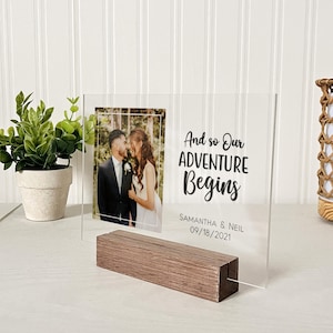 Personalized Photo Plaque,Valentine&#39;s Day Couple Gift,Wedding Gift,Photo Frame,Gift for Her,Gifts for Mom,Acrylic Photo,Our Adventure Begins
