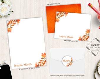 Personalized Stationery Set | Flat Notecard Set | Personalized Notepad | Fall Personal Stationery Set | Autumn Leaves | Fall Leaves