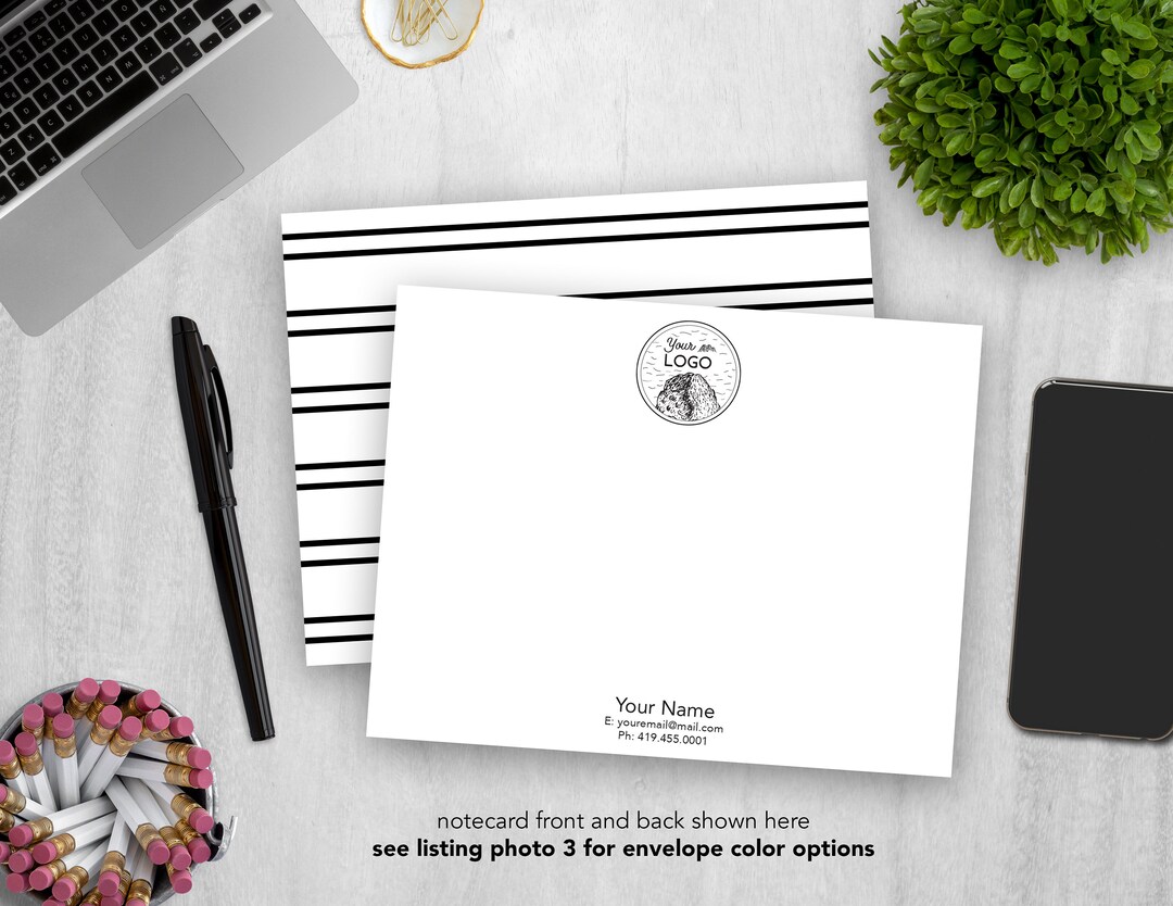 Personalized Stationery Set | Flat Notecard Set | Die-cut Notecards ...