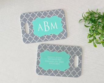 Luggage Tag | Personalized Bag/Luggage Tag | Monogram Luggage Tag | Diaper Bag Tag | Custom Bag Tag | Travel Accessory | Teal Trellis