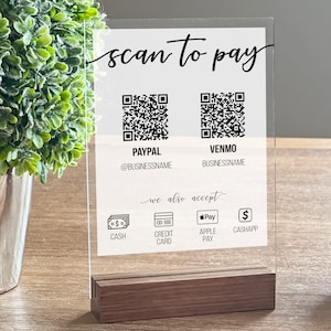 Personalized Acrylic Business Decoration Sign, Shop Decor, Business Social Media Sign, Sign for Business, Your Logo Acrylic, Scan to Pay