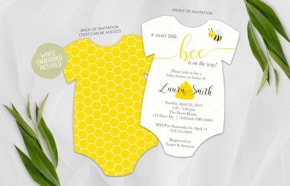 Baby Shower Invitation | Mama to Bee Invite | Bee Baby Shower | Printed Die Cut Invitation | Gender Neutral | Sweet Little Bee