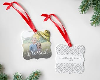 Photo Ornament, Personalized Photo Ornament, Custom Ornament, Christmas Ornament, Holiday Gift,  Snow Sparkles