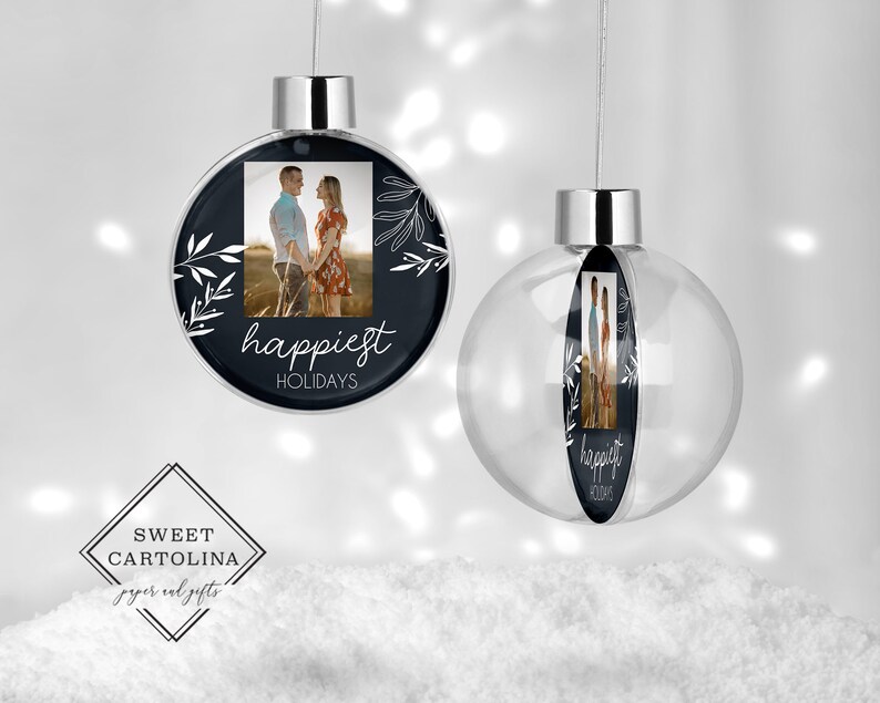 Personalized Photo Ornament Christmas Ornament Photo Keepsake Globe Photo Ornament Ball Ornament Simple Sketch Custom Ornament