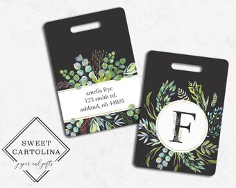 Luggage Tag | Personalized Bag/Luggage Tag | Floral Luggage Tag | Diaper Bag Tag | Custom Bag Tag | Travel Accessory | Floral Letter