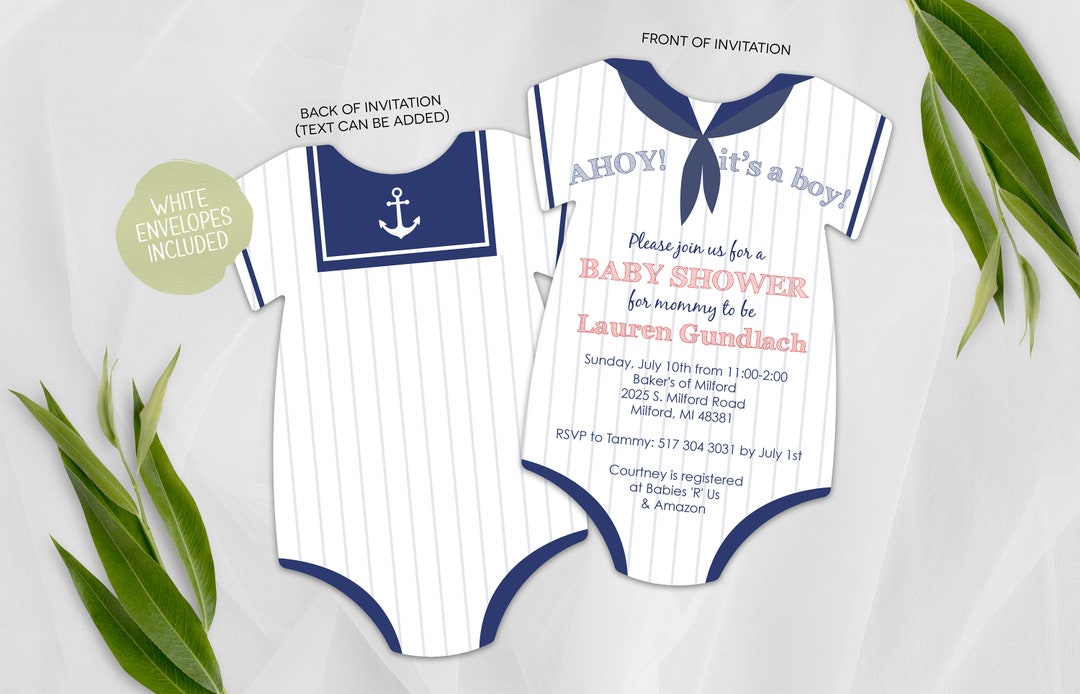 Baby Shower Invitation | Nautical Themed Shower Invitation | Printed ...