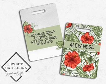Luggage Tag | Personalized Bag/Luggage Tag | Tropical Luggage Tag | Diaper Bag Tag | Custom Bag Tag | Travel Accessory | Tropical Hibiscus
