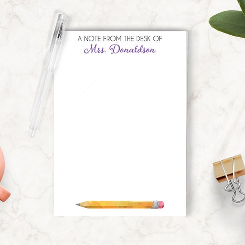 Teacher Personalized Notepad Custom Teacher Pad Teacher Etsy