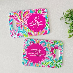 Monogram Luggage Tag | Personalized Bag/Luggage Tag | Backpack Tag | Diaper Bag Tag | Custom Bag Tag | Travel Accessory | Preppy Tropical