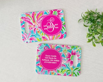 Monogram Luggage Tag | Personalized Bag/Luggage Tag | Backpack Tag | Diaper Bag Tag | Custom Bag Tag | Travel Accessory | Preppy Tropical