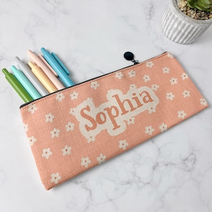Personalized Pencil Case, Kids Pencil Pouch for School, Back to School Supplies, Custom School Supplies, Art Supply Bag, Dainty Daisy