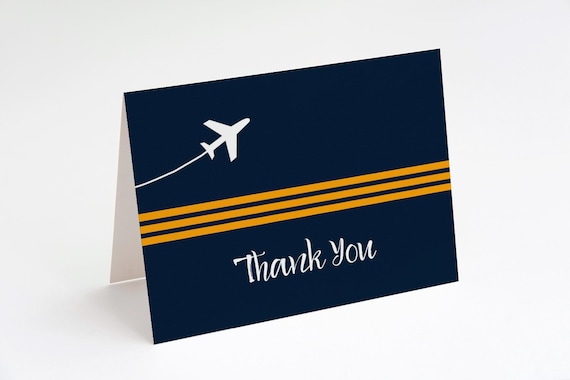 Aviation Notecard, Airplane Thank You Notecard, Folded Notecard, Baby Shower Thank You Card, Folded Thank You Card, Airplane Pilot