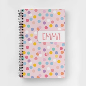 Personalized Spiral Notebook | Personalized Journal | Feminine Stationery | Personalized Rainbow Notebook | Pink Polka Dots
