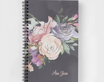 Personalized Spiral Notebook | Personalized Journal | Custom Journal Spiral Notebooks | Personalized Gifts | Watercolor Floral Doodle