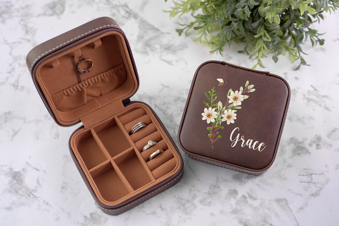 Personalized Jewelry Box Custom Travel Jewelry Case Keepsake Etsy