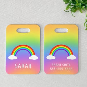 Luggage Tag | Personalized Bag/Luggage Tag | Kids Back Pack| School Bag | Diaper Bag Tag | Custom Bag Tag | Rainbow | Rainbow with Clouds