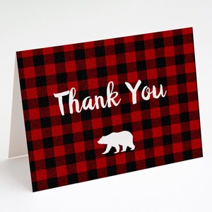Flannel Notecard, Lumberjack Thank You Notecard, Folded Notecard, Baby Shower Thank You Card, Folded Thank You Card, Flannel Lumberjack