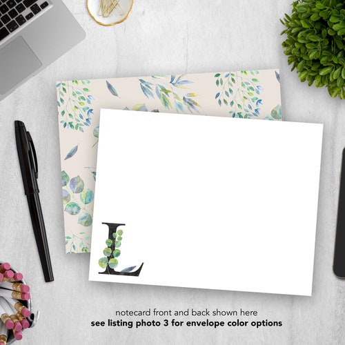 Personalized Stationery Set Flat Notecard Set Diecut Etsy