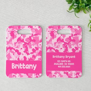 Luggage Tag | Personalized Bag/Luggage Tag | Kids Back Pack| School Bag | Diaper Bag Tag | Custom Bag Tag | Hunting | Camouflage | Pink Camo