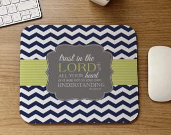 Christian Custom Mousepad | Personalized Mousepad | Scripture Mousepad | Religious Mousepad | Mousepad Gift | Trust In The Lord | Proverbs