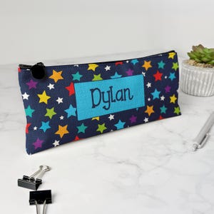 Personalized Pencil Case, Kids Pencil Pouch for School, Back to School Supplies, Kids Custom School Supplies, Art Supply Bag, Stars