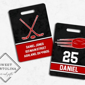 Hockey Luggage Tag | Personalized Bag/Luggage Tag | Kids Backpack Tag | Sports Bag Tag | Travel Accessory | Sports Team Bag Tags